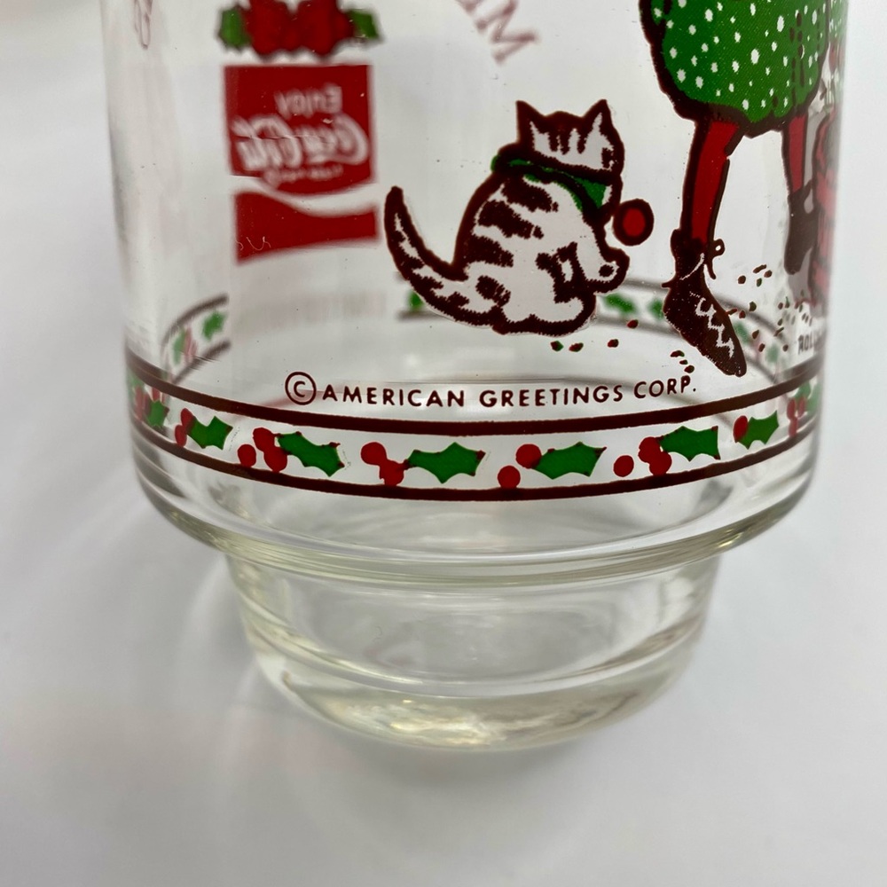 Holly Hobbie Coca-Cola Christmas Glasses Vintage - Picture 11 of 13